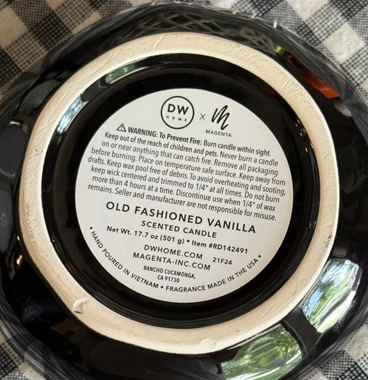 Rae Dunn black iridescent ceramic Halloween decor 3-wick candle FRIGHT NIGHT Old Fashioned Vanilla