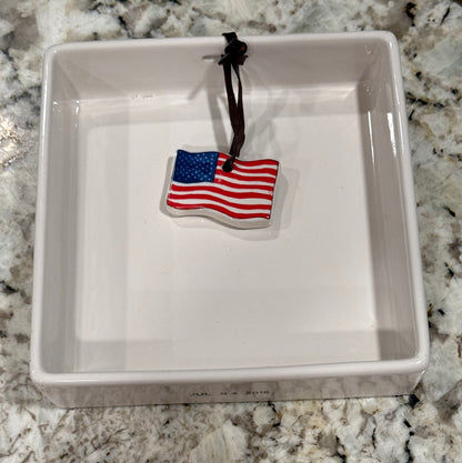 Rae Dunn white patriotic USA  flag napkin holder JULY 4th 2018