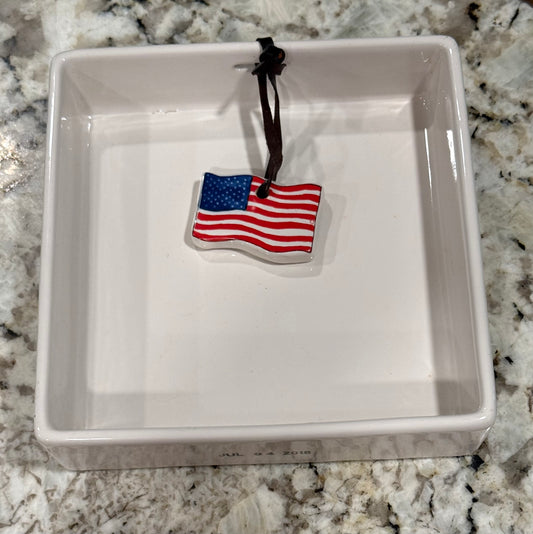 Rae Dunn white patriotic USA  flag napkin holder JULY 4th 2018
