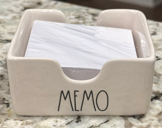 New Rae Dunn ceramic post-it note holder MEMO