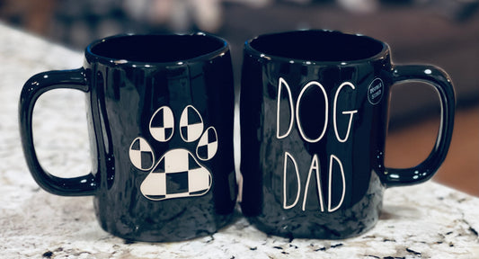 New Rae Dunn black iridescent ceramic coffee mug DOG DAD 🐾