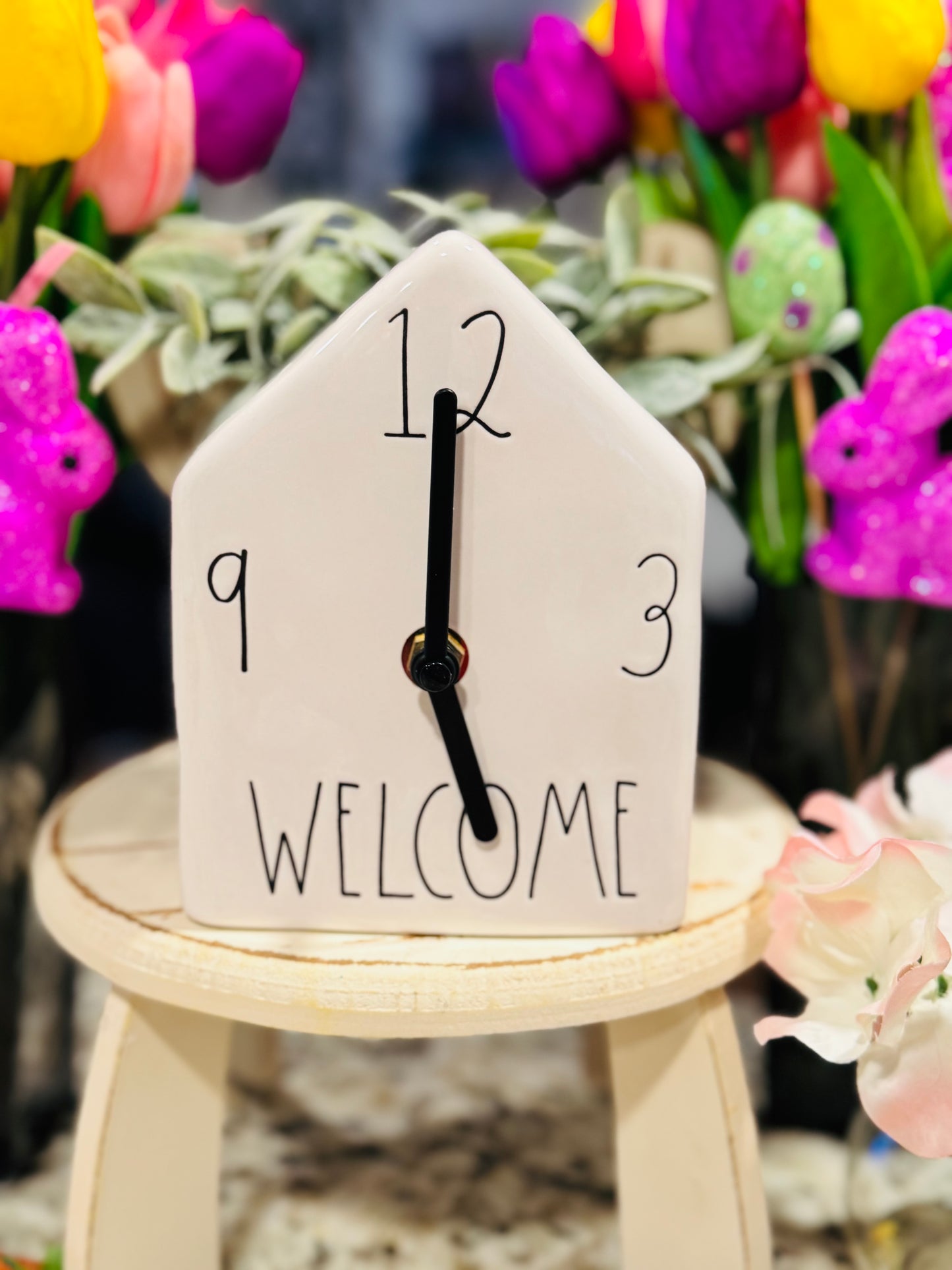 New Rae Dunn ceramic 5” WELCOME battery operated clock