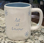 New Rae Dunn white ceramic snowflake coffee mug LET IT SNOW