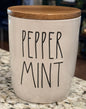 New Rae Dunn white ceramic 5” PEPPERMINT storage cellar