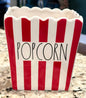 New Rae Dunn red & white striped ceramic 🍿 POPCORN bucket (small) 5x5.5