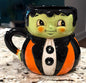 New Joanna Parker ceramic green Frankie face Halloween coffee mug