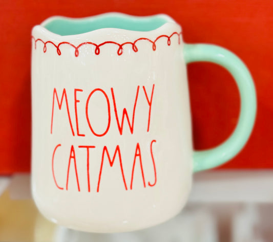 New Rae Dunn ceramic Christmas coffee mug MEOWY CATMAS