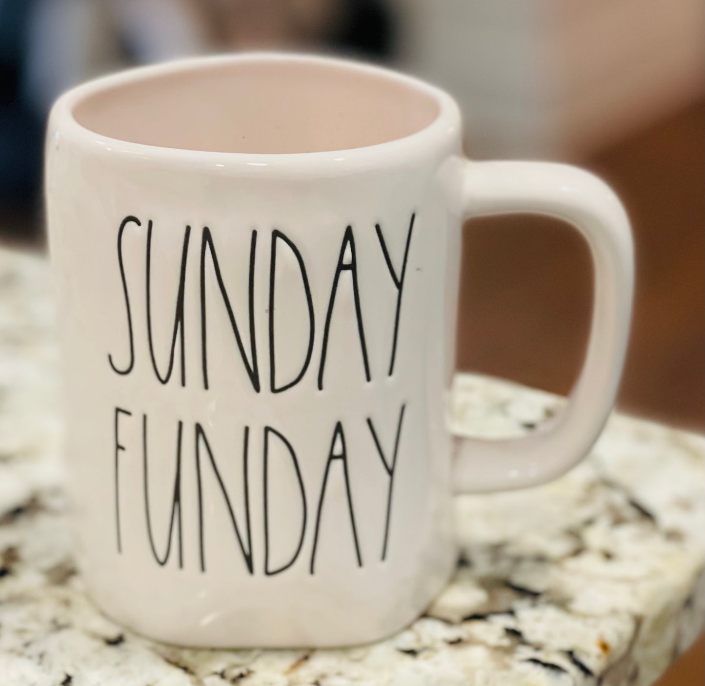 New Rae Dunn white ceramic coffee mug SUNDAY FUNDAY