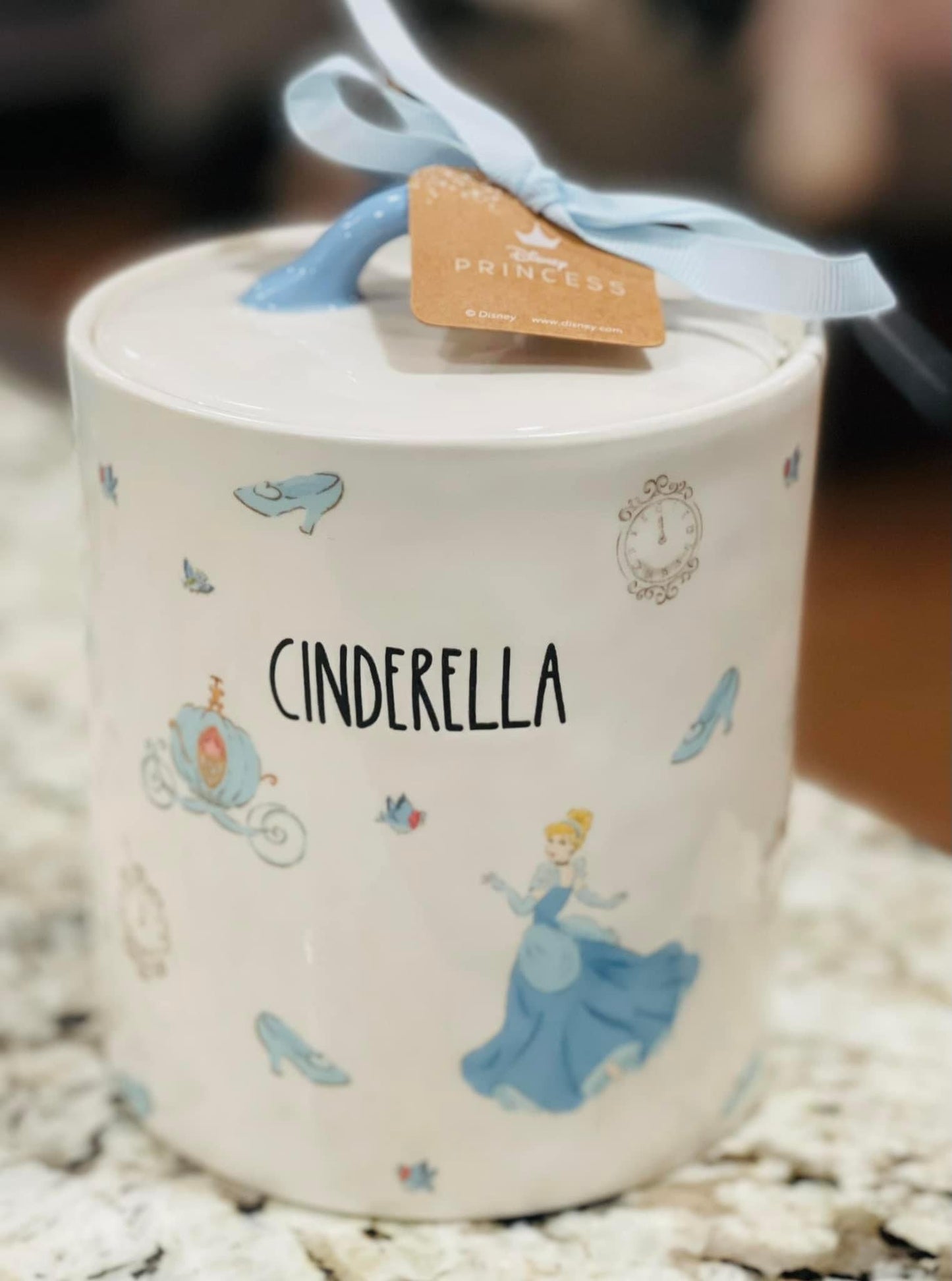 New Rae Dunn x Disney’s CINDERELLA print ceramic canister 5.5”