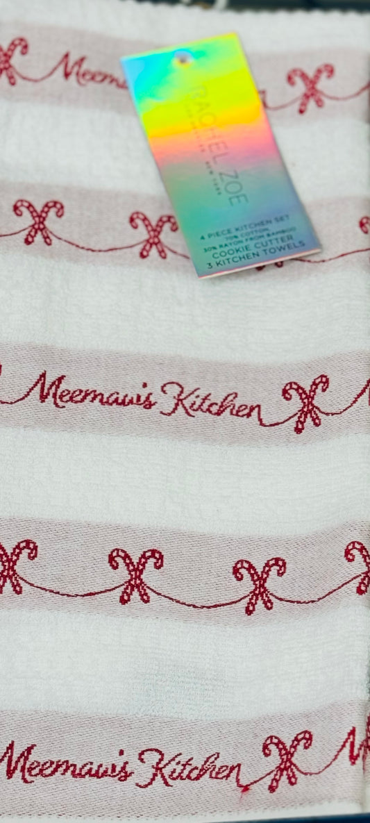 New 3-piece Christmas kitchen dish towel set with cookie cutter MEEMAW’S  KITCHEN