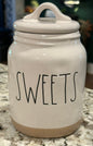 New Rae Dunn white ceramic 6” clay bottom SWEETS canister