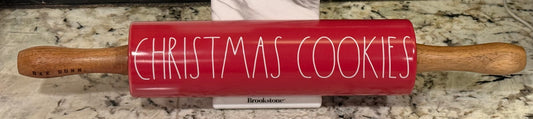 New Rae Dunn red ceramic CHRISTMAS COOKIES rolling pin