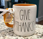 New Rae Dunn x Peanuts Snoopy ceramic Fall coffee mug GIVE THANKS