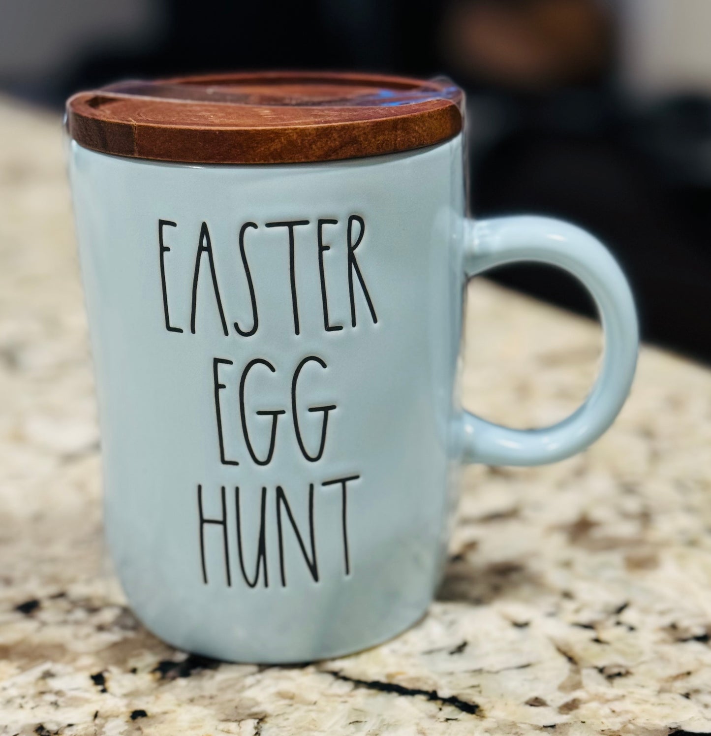 New Rae Dunn blue ceramic Easter coffee mug EASTER EGG HUNT