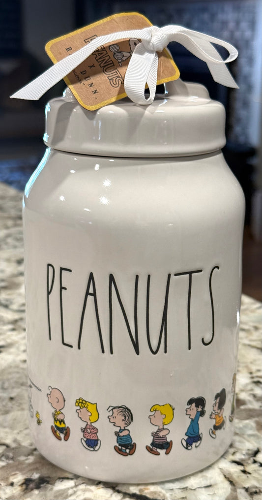 New Rae Dunn X PEANUTS Snoopy Charlie Brown white 8” ceramic canister