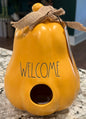 New Rae Dunn mustard gourd ceramic birdhouse 8.5” fall decor WELCOME