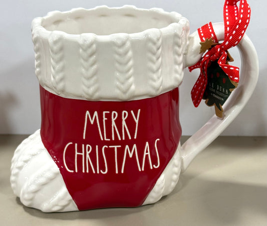 New Rae Dunn stocking ceramic coffee mug MERRY CHRISTMAS