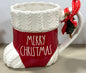 New Rae Dunn stocking ceramic coffee mug MERRY CHRISTMAS
