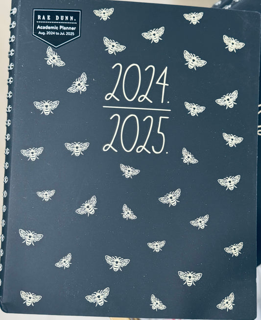 New Rae Dunn 2024-2025 black butterfly spiral bound planner