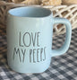 New Rae Dunn blue ceramic Easter decor coffee mug LOVE MY PEEPS