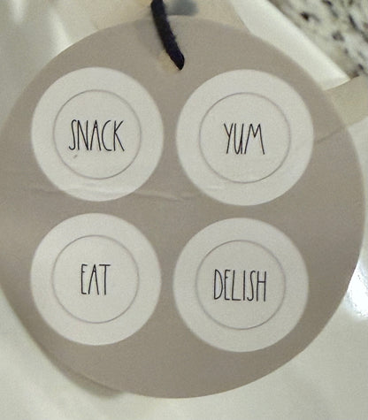 New Rae Dunn 4-piece melanin bowl set YUM SNACK EAT DELISH