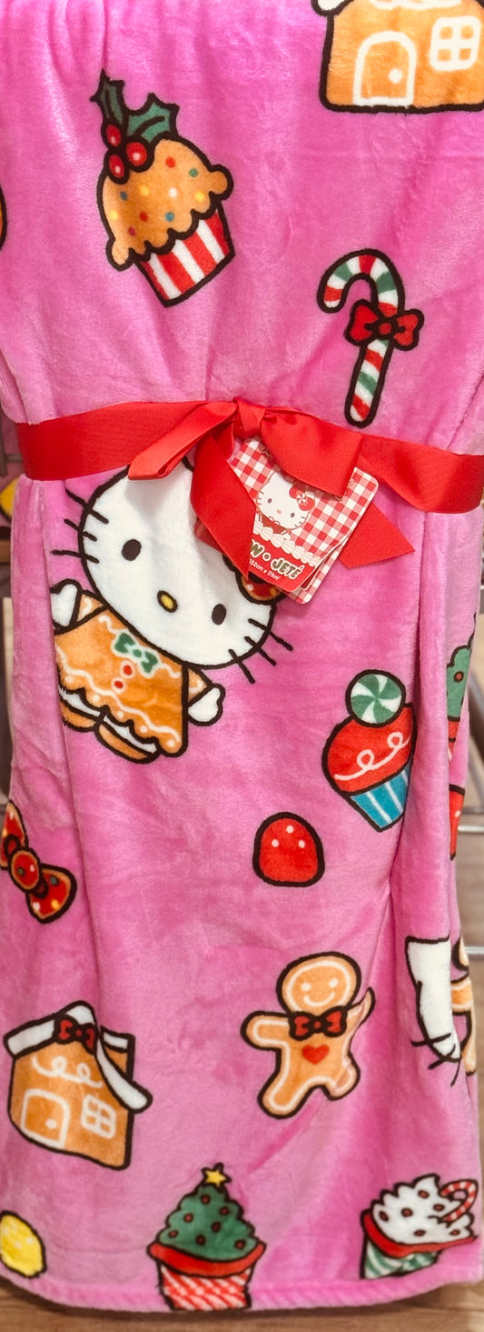 New pink Gingerbread Hello Kitty oversized Christmas throw blanket 60x70