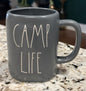 New Rae Dunn gray ceramic coffee mug CAMP LIFE