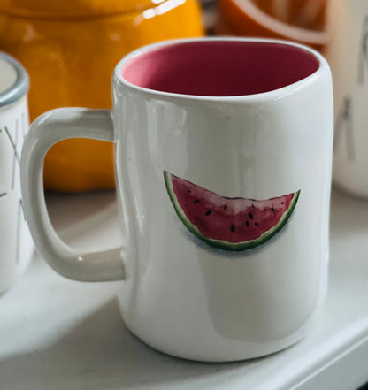 New Rae Dunn white ceramic coffee mug ONE IN A MELON