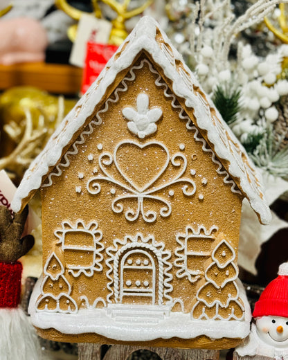 New resin Neutral brown & white Gingerbread house Christmas decor