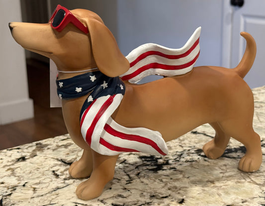 New resin Stars and Stripes 🇺🇸 USA holiday July 4th decor weiner dog dachshund
