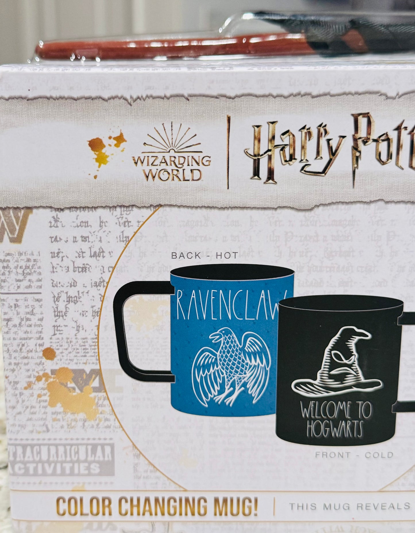 New Rae Dunn x Harry Potter ceramic RAVENCLAW color changing mug & wand set