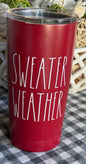 New Rae Dunn burgundy 17oz travel cup tumbler SWEATER WEATHER