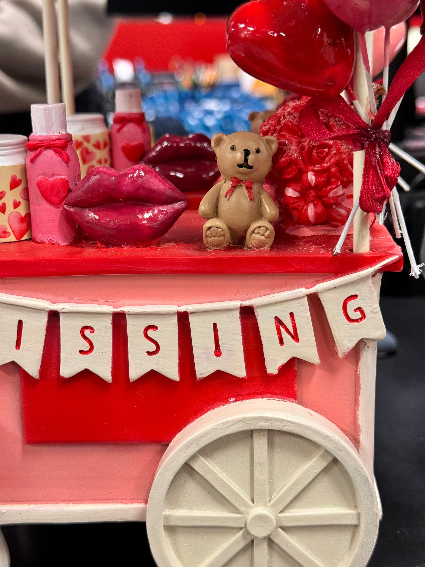 New Valentines Day resin Kissing booth balloon cart decor