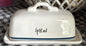Rae Dunn vintage Blue Line ceramic butter dish SPREAD