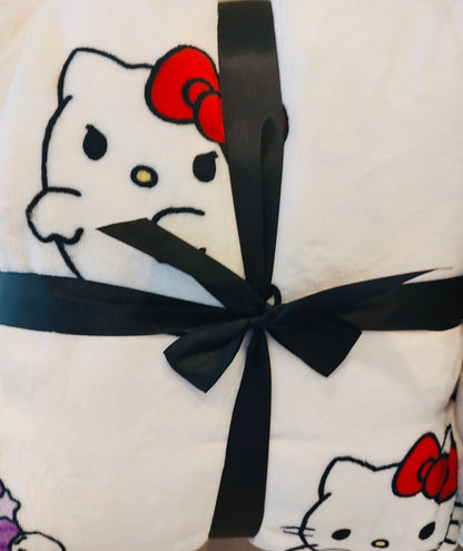 New Hello Kitty Plush Halloween Blanket black mad ghost FULL/QUEEN 90x90