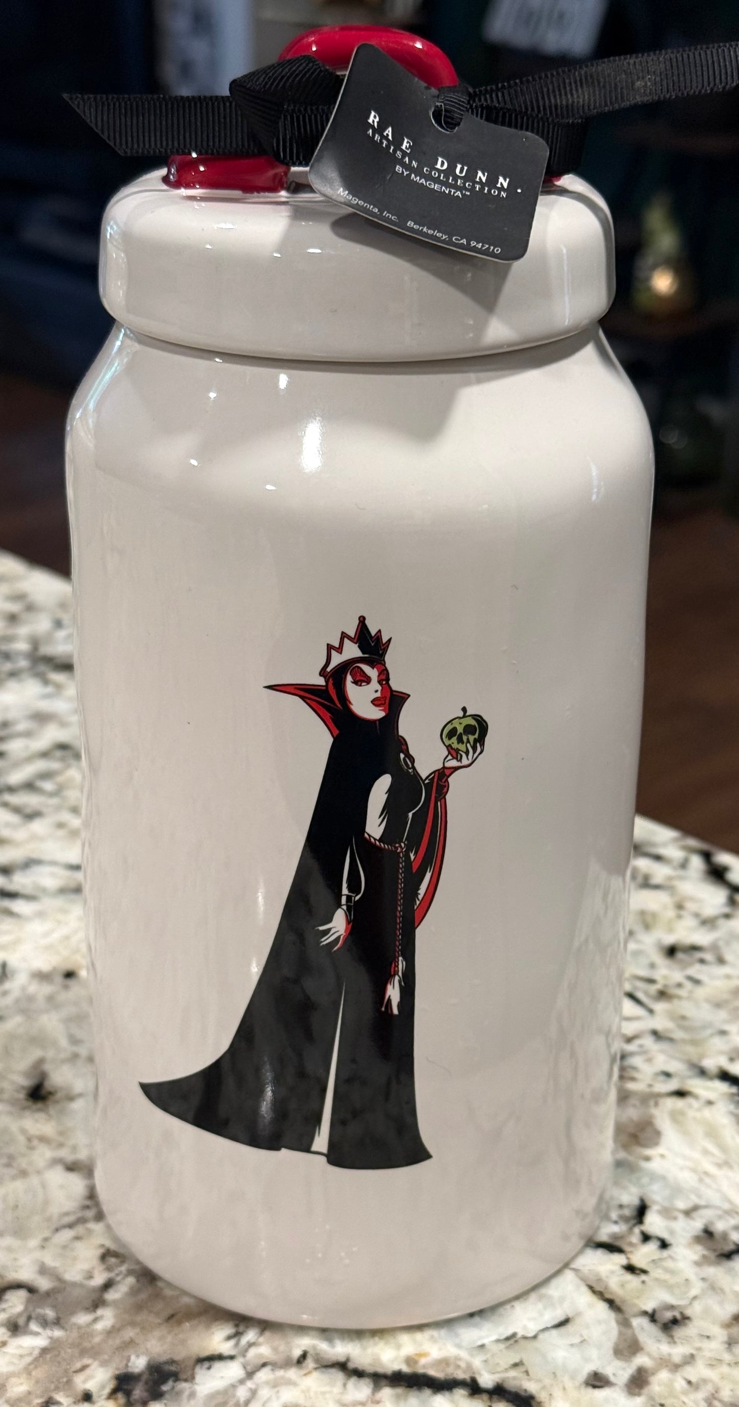 New Rae Dunn x Disney’s Snow White white ceramic Halloween decor 9” canister POISON APPLES