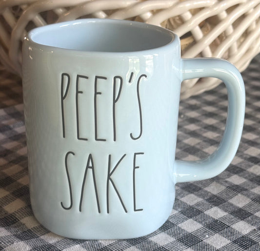 New Rae Dunn blue ceramic Easter decor coffee mug PEEP’S SAKE