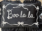 New black ruffled Halloween bow throw pillow decor BOO LA LA 14x20