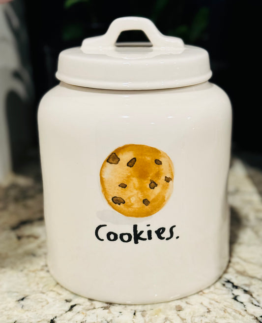 New Rae Dunn white ceramic RARE COOKIES 🍪 recipe back 8” canister