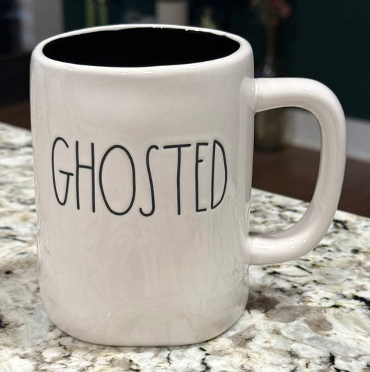New Rae Dunn white  ceramic Halloween coffee mug GHOSTED
