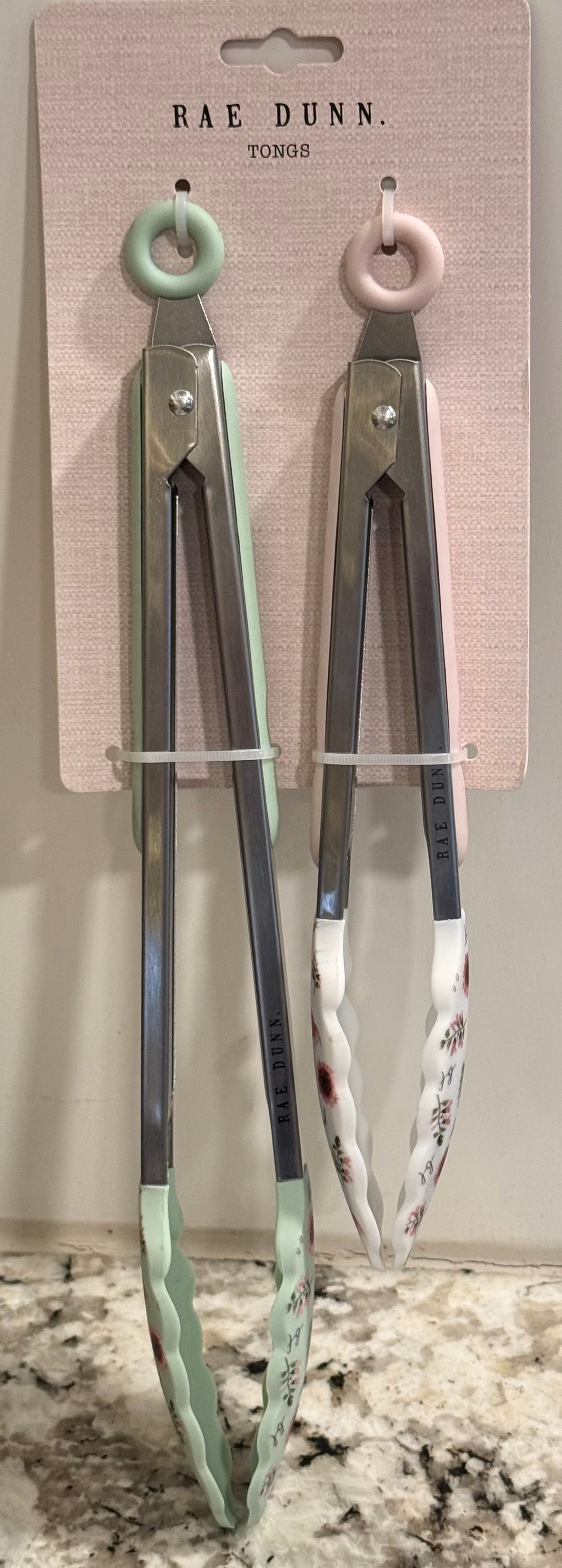 New Rae Dunn 2-piece tong set floral grabber ends. BLESSED