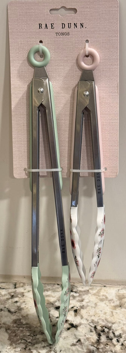 New Rae Dunn 2-piece tong set floral grabber ends. BLESSED