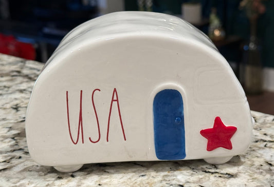 New Rae Dunn white patriotic USA camper decor
