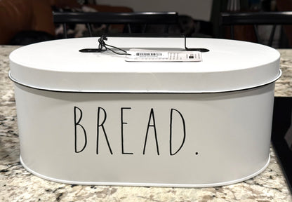New Rae Dunn white metal BREAD storage lidded container (small) 13.5x5.5x9 only