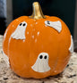 New orange resin ghost print pumpkin Halloween decor