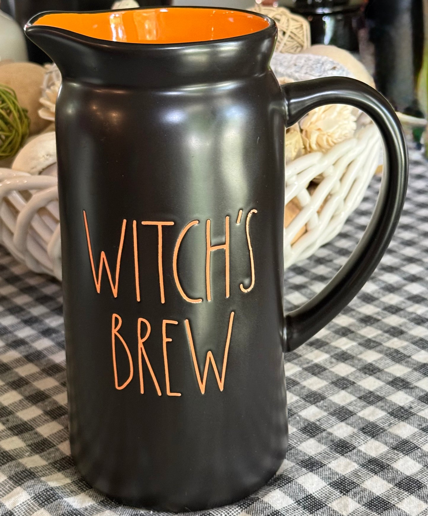 New Rae Dunn black ceramic Halloween decor 9” pitcher WITCH’S BREW