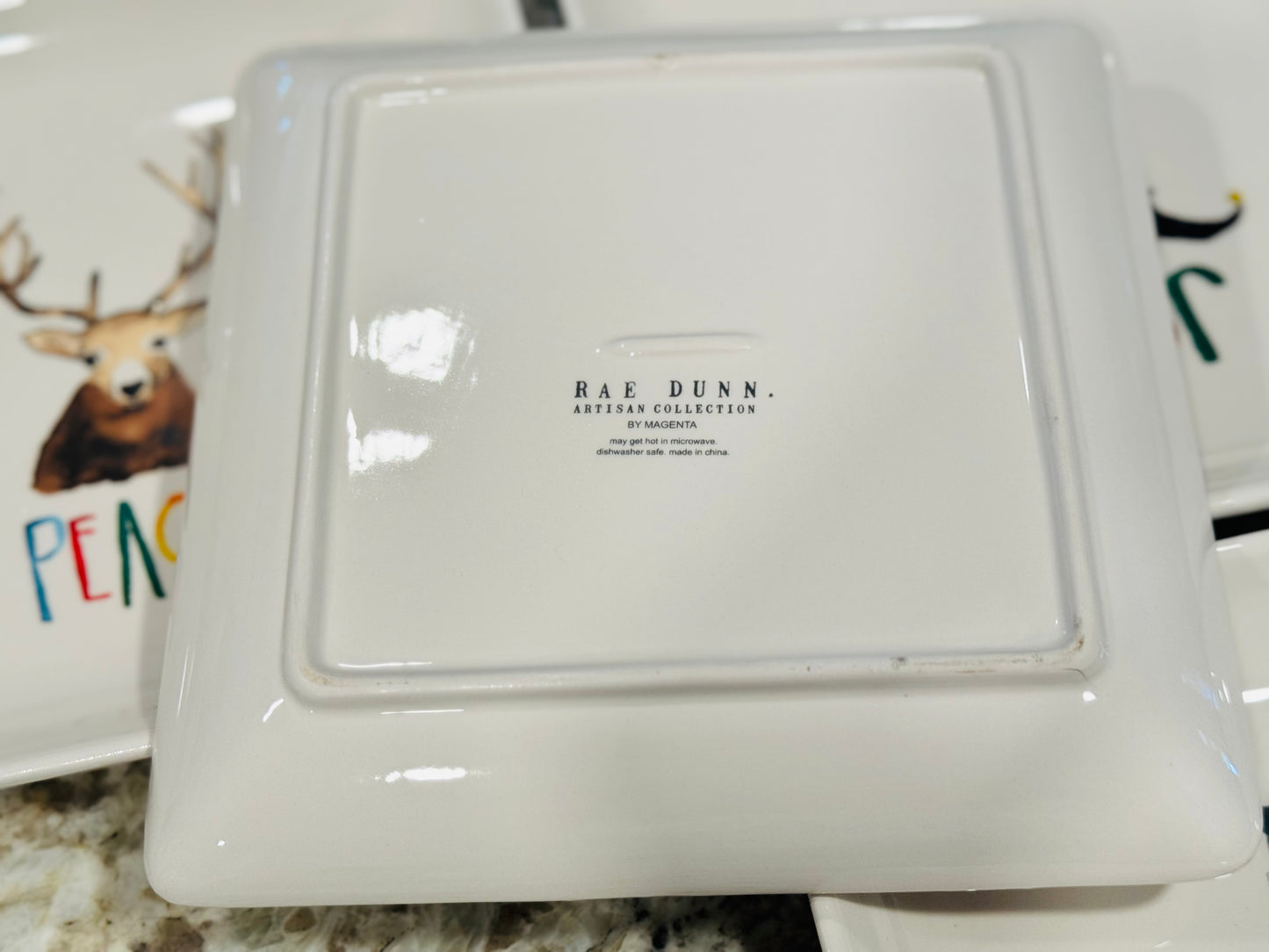 New Rae Dunn retired rare 4-piece Christmas holiday square plate set