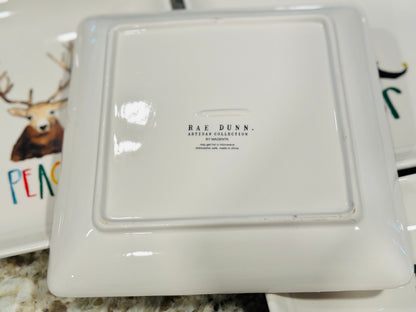 New Rae Dunn retired rare 4-piece Christmas holiday square plate set