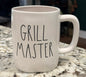 New Rae Dunn white ceramic coffee mug GRILL MASTER (grill on back)