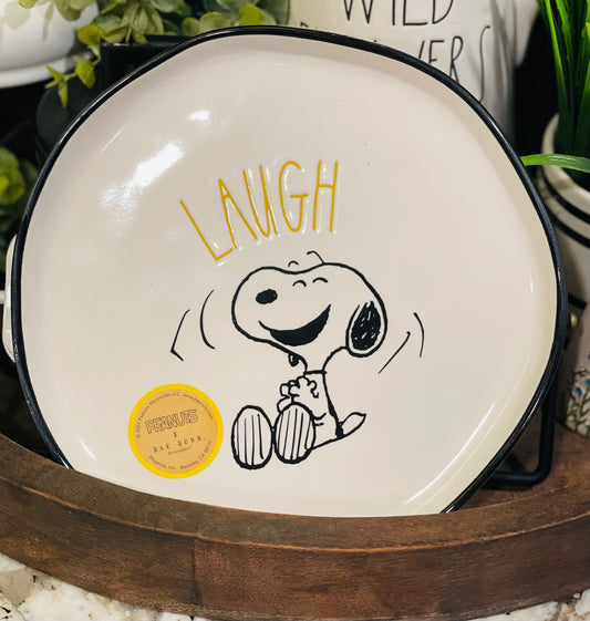 New Rae Dunn x Peanuts SNOOPY 6” plate LAUGH
